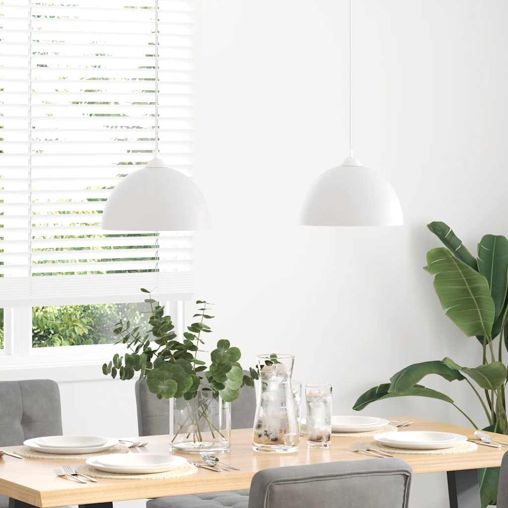 vidaXL Hanglampen 2 st In hoogte verstelbaar E27 30 cm metaal wit afbeelding