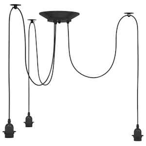 Závěsné svítidlo se 3 držáků lamp E27 černé metal - obrázek 2