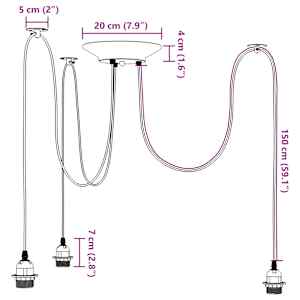 Závěsné svítidlo se 3 držáků lamp E27 černé metal - obrázek 13