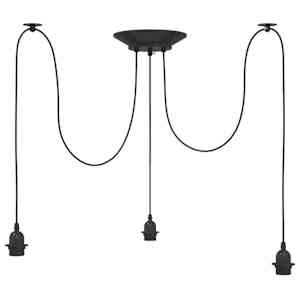 Závěsné svítidlo se 3 držáků lamp E27 černé metal - obrázek 5