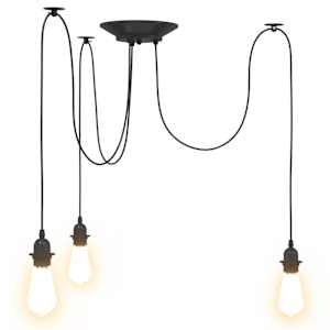Závěsné svítidlo se 3 držáků lamp E27 černé metal - obrázek 6