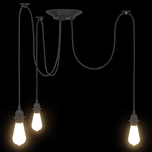 Závěsné svítidlo se 3 držáků lamp E27 černé metal - obrázek 7