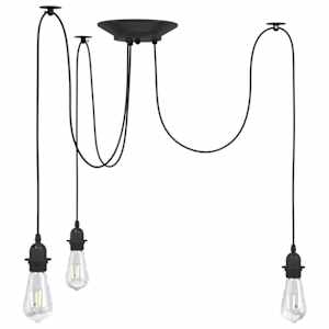 Závěsné svítidlo se 3 držáků lamp E27 černé metal