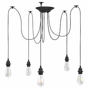 Závěsné svítidlo se 5 držáků lamp E27 černé metal - obrázek 1