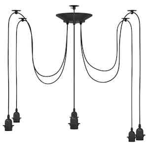 Závěsné svítidlo se 6 držáků lamp E27 černé metal - obrázek 5