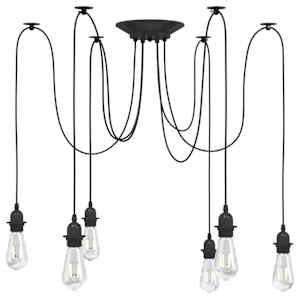 Závěsné svítidlo se 6 držáků lamp E27 černé metal - obrázek 1