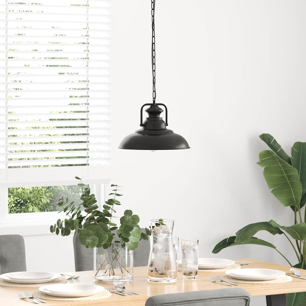 vidaXL Hanglamp E27 Ø 31 cm ijzer zwart afbeelding
