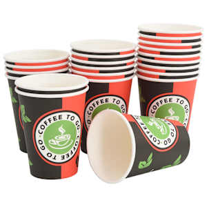 Papírové kelímky na kávu 1000 pcs 12oz 300ml červeno-černý - obrázek 3