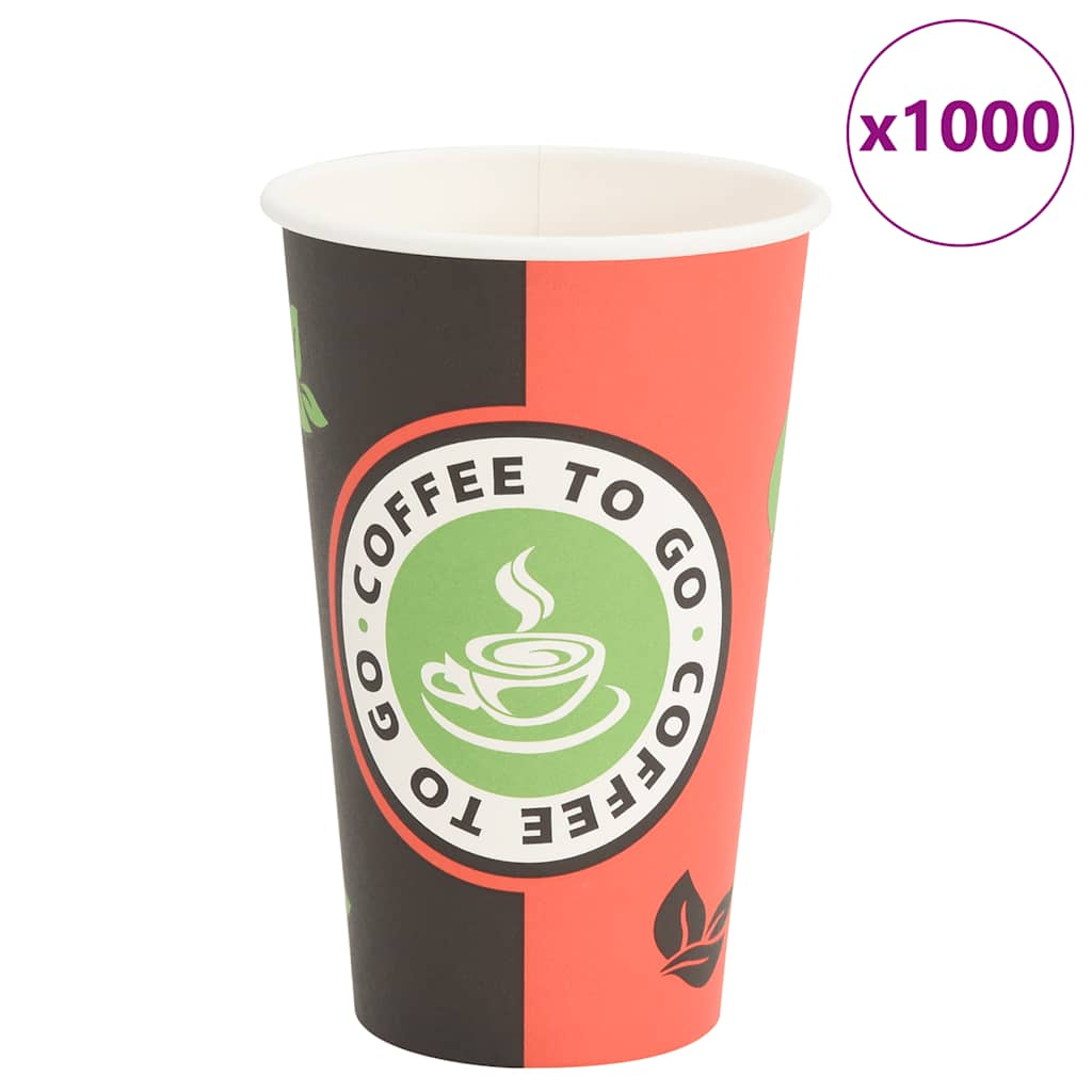 vidaXL Cești de cafea din hârtie 1000 buc 16 oz 400 ml roșu și negru