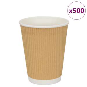 vidaXL paberist kohvitassid, 500 tk, 12oz, 300ml, pruun