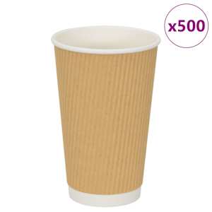 vidaXL paberist kohvitassid, 500 tk, 16oz, 400ml, pruun