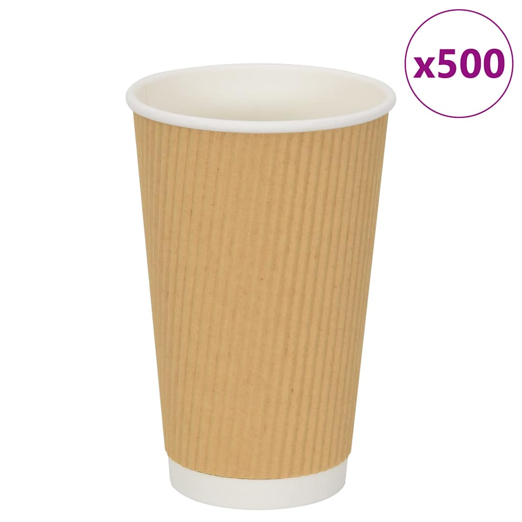 vidaXL Pappbecher 500 Stk. 16oz 400ml Braun