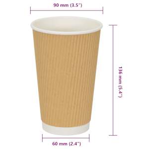 Papírové kelímky na kávu 500 pcs 16oz 400ml hnědé - obrázek 7
