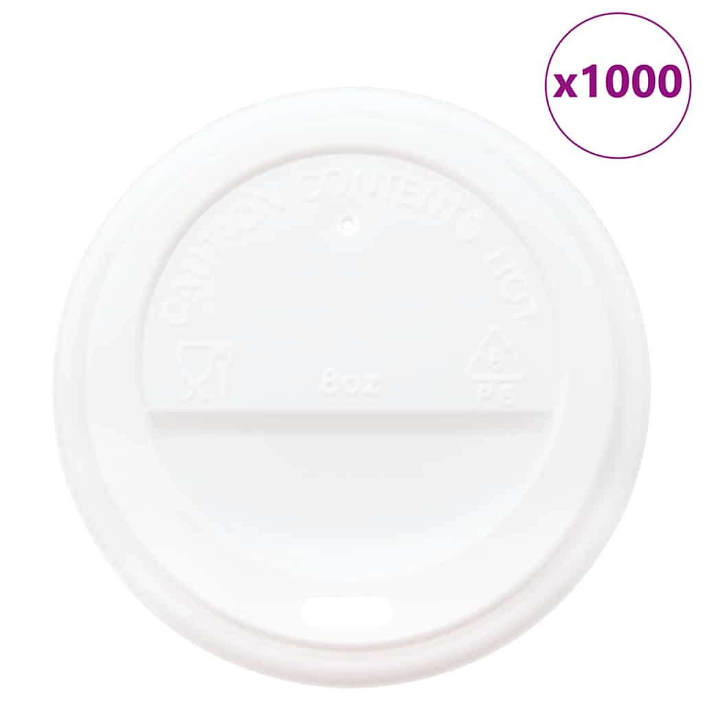 vidaXL Capace pentru ceași cafea din hârtie 8oz 1000 buc plastic alb