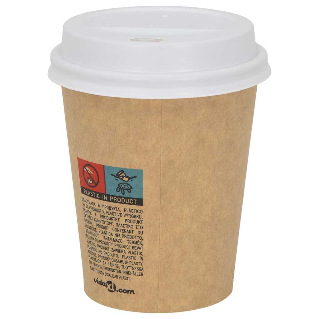 vidaXL Capace pentru ceași cafea din hârtie 8oz 1000 buc plastic alb