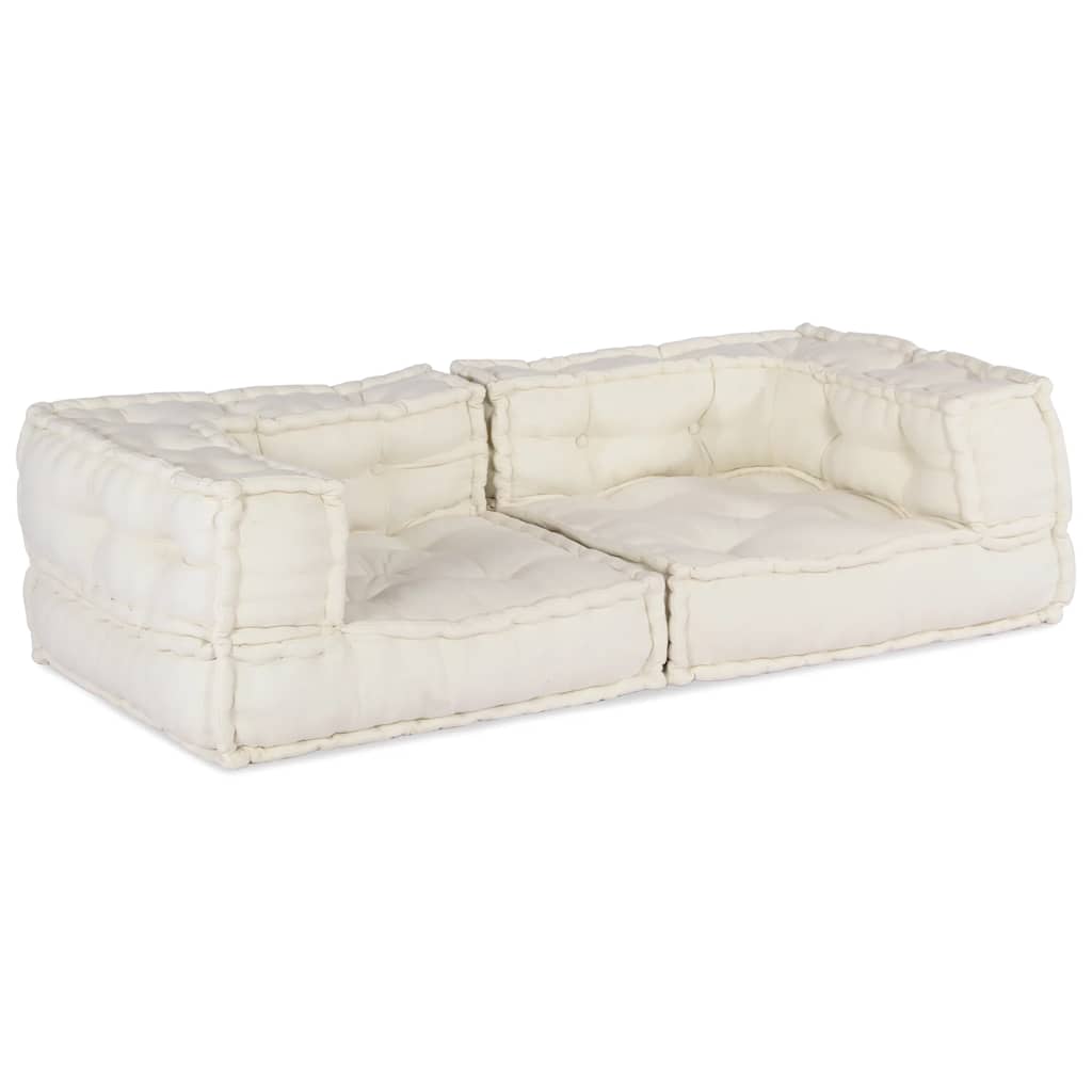 vidaXL Pouf Modular Creme 140x70x36 cm Stoff