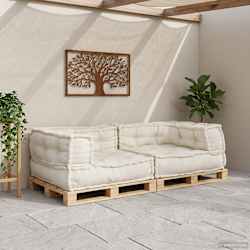 vidaXL Sof&aacute; modular de 2 plazas de tela color crema 140x70x36