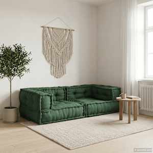 Modularni kavč za 2 osebi zelen 140x70x36 blago