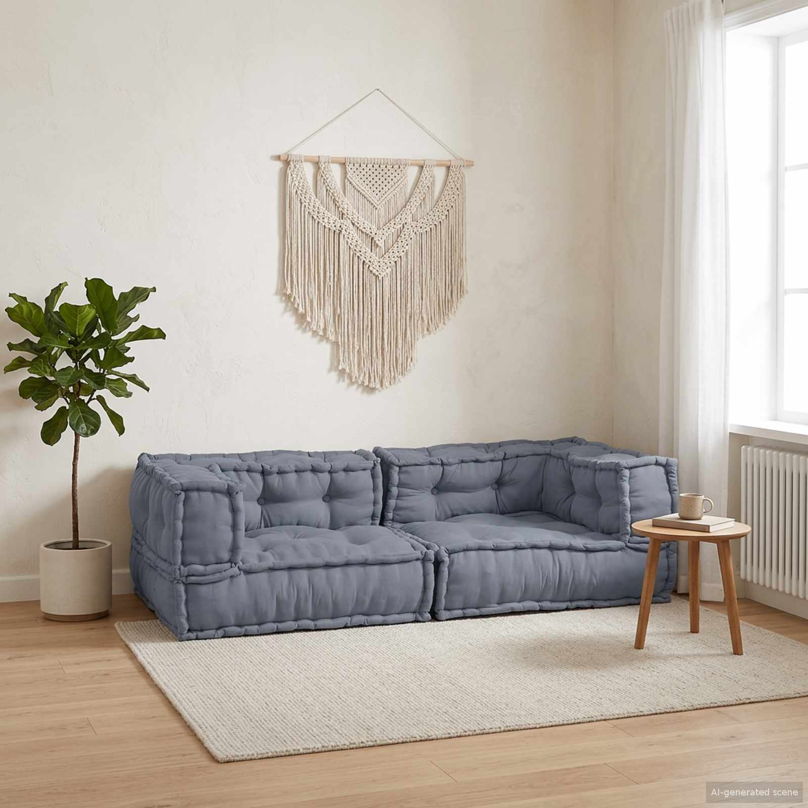 Modulair Sofabet 3 pcs Grijs 140 x 70 x 36 cm Stof image 1