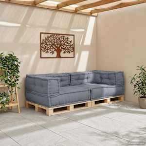 Modulová pohovka 3 pcs Šedá 140 x 70 x 36 cm Textil - obrázek 3