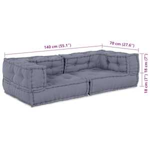 Modulová pohovka 3 pcs Šedá 140 x 70 x 36 cm Textil - obrázek 10