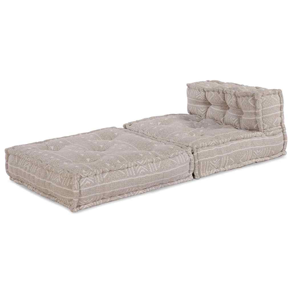 Poef modulair 70x70x54 cm stof lichtbruin