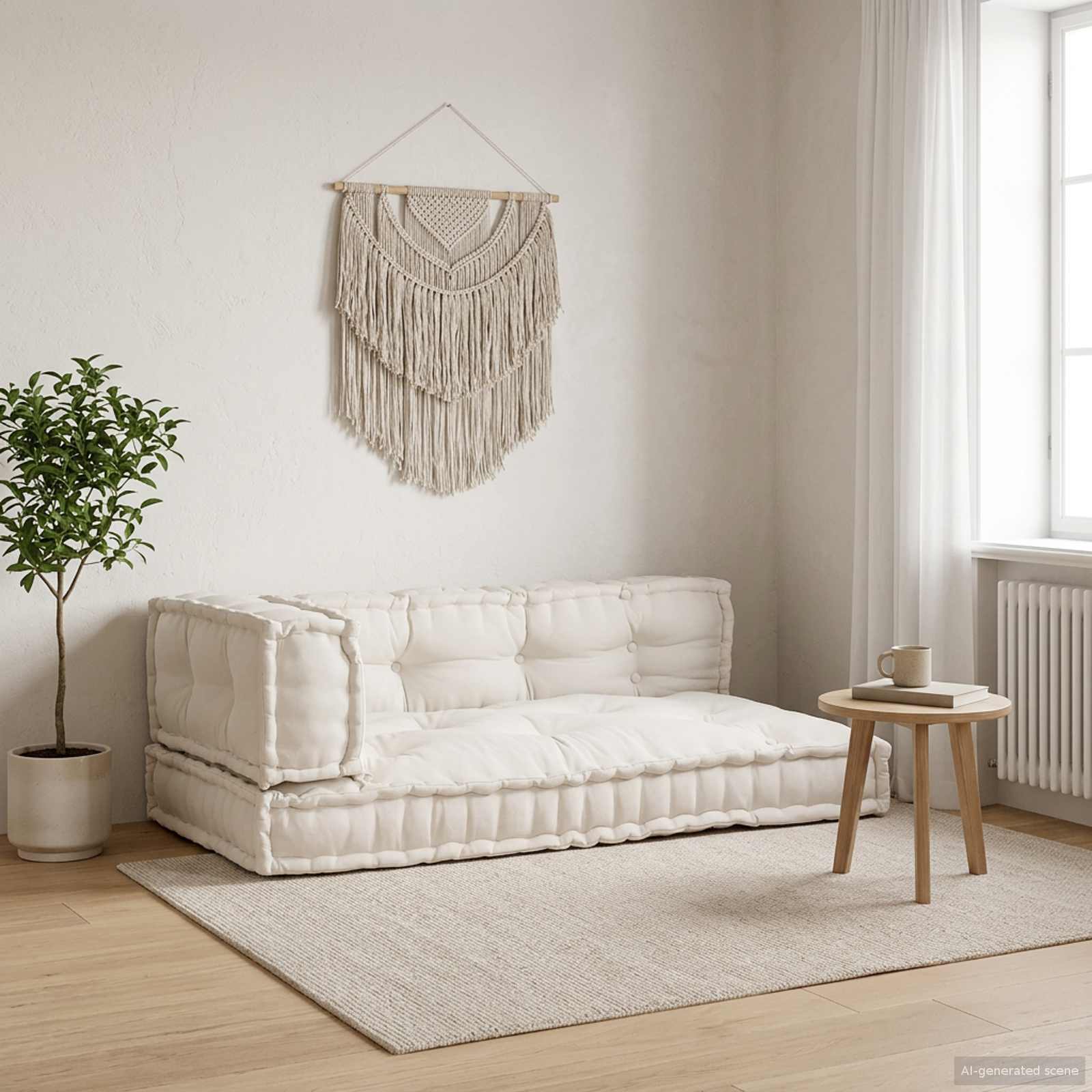 Pallet Sofa Kussen 3 pcs Crèmekleurig 120 x 80 x 34 cm Stof image 1