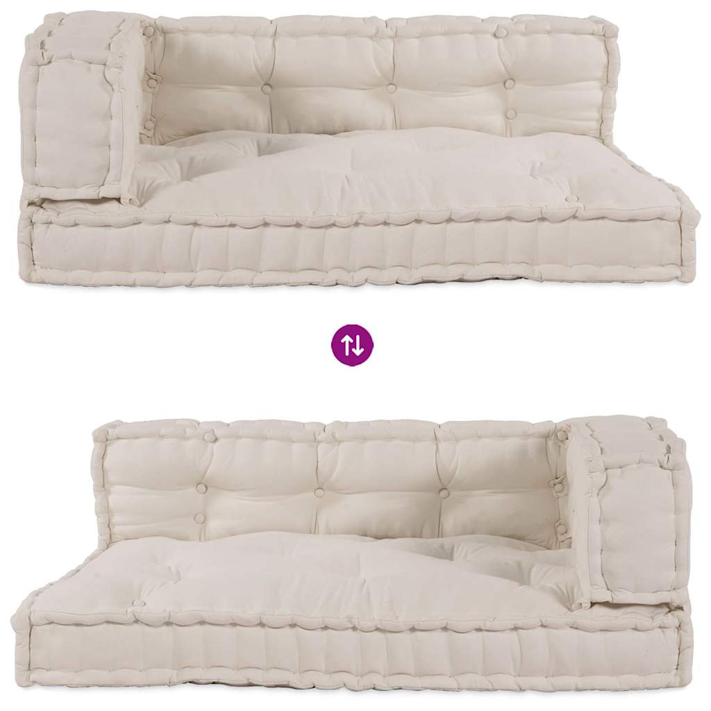 Pallet Sofa Kussen 3 pcs Crèmekleurig 120 x 80 x 34 cm Stof image 10