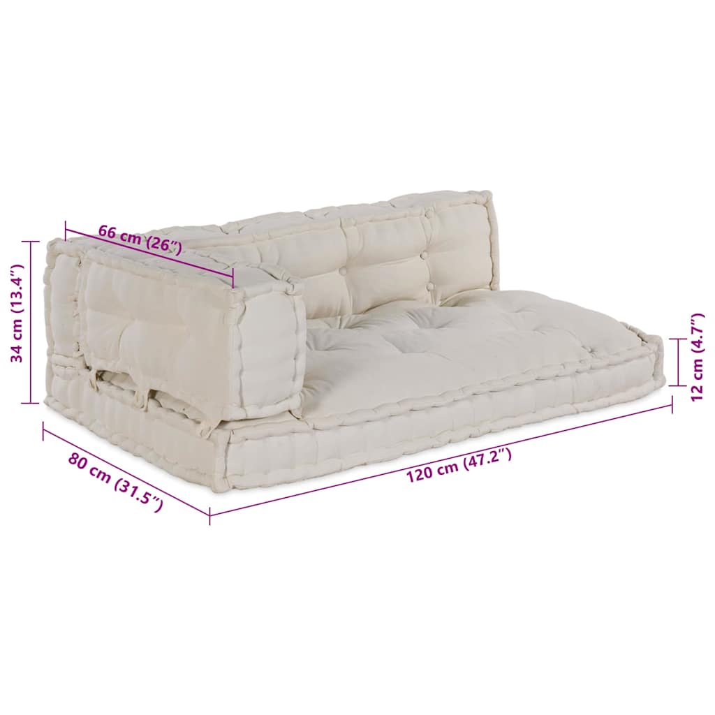 Pallet Sofa Kussen 3 pcs Crèmekleurig 120 x 80 x 34 cm Stof image 11