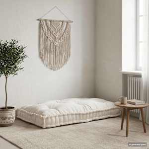 Polstrovaný pohovkový polštář Krémová 120 x 80 x 12 cm Textil - obrázek 1