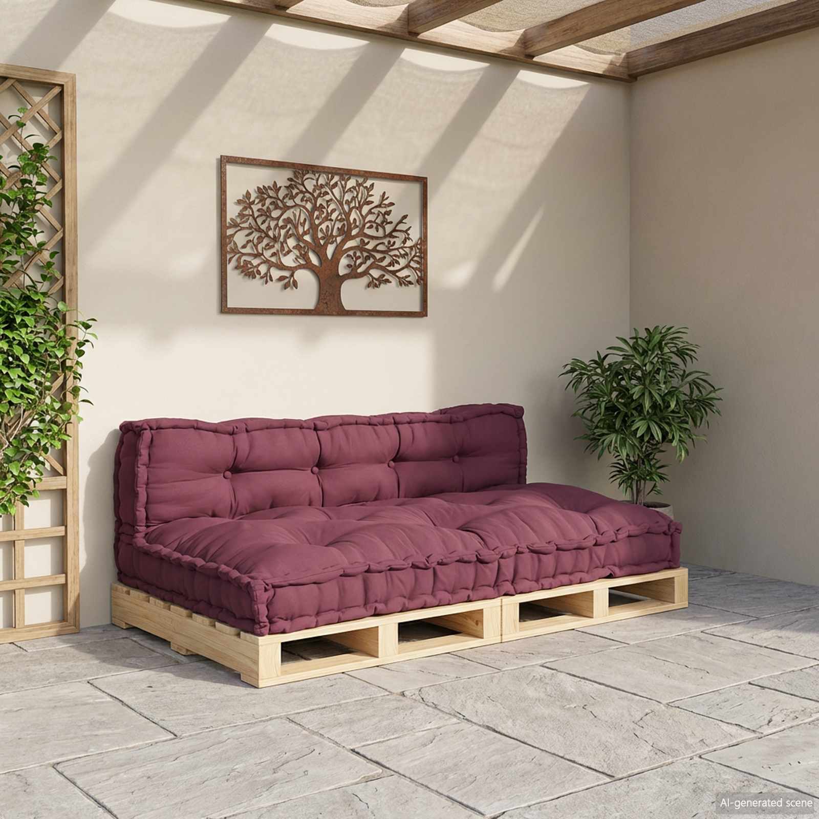Pallet Sofa Kussen 2 pcs Bordeaux 120 x 80 x 38 cm Stof image 3
