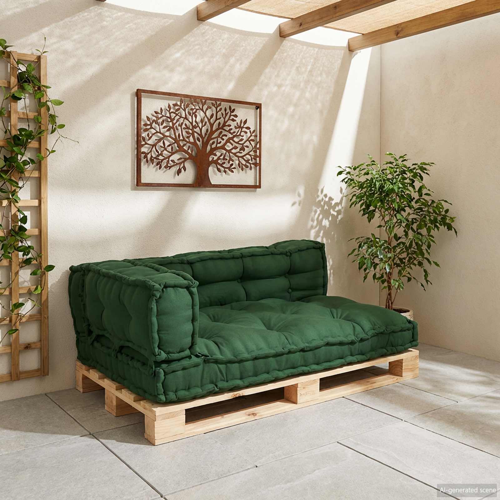 Pallet Sofa Kussen 3 pcs Groen 120 x 80 x 38 cm Stof image 3
