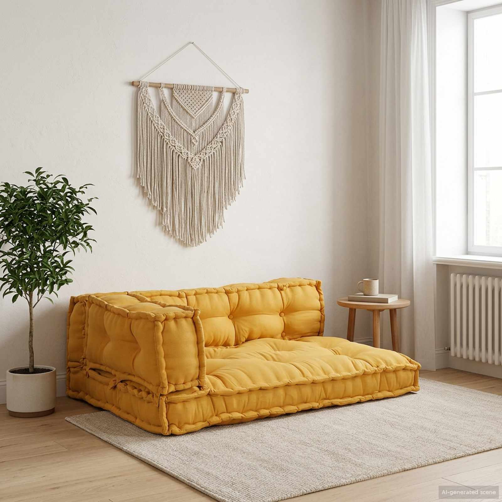 Pallet Sofa Kussen 3 pcs Geel 120 x 80 x 38 cm Stof image 1