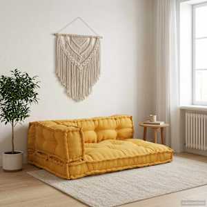 Blazina za paletni kafi 3 pcs Rumena 120 x 80 x 38 cm Blago