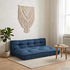 Polstrovaný pohovkový polštář 2 ks Textil Indigo - obrázek 1