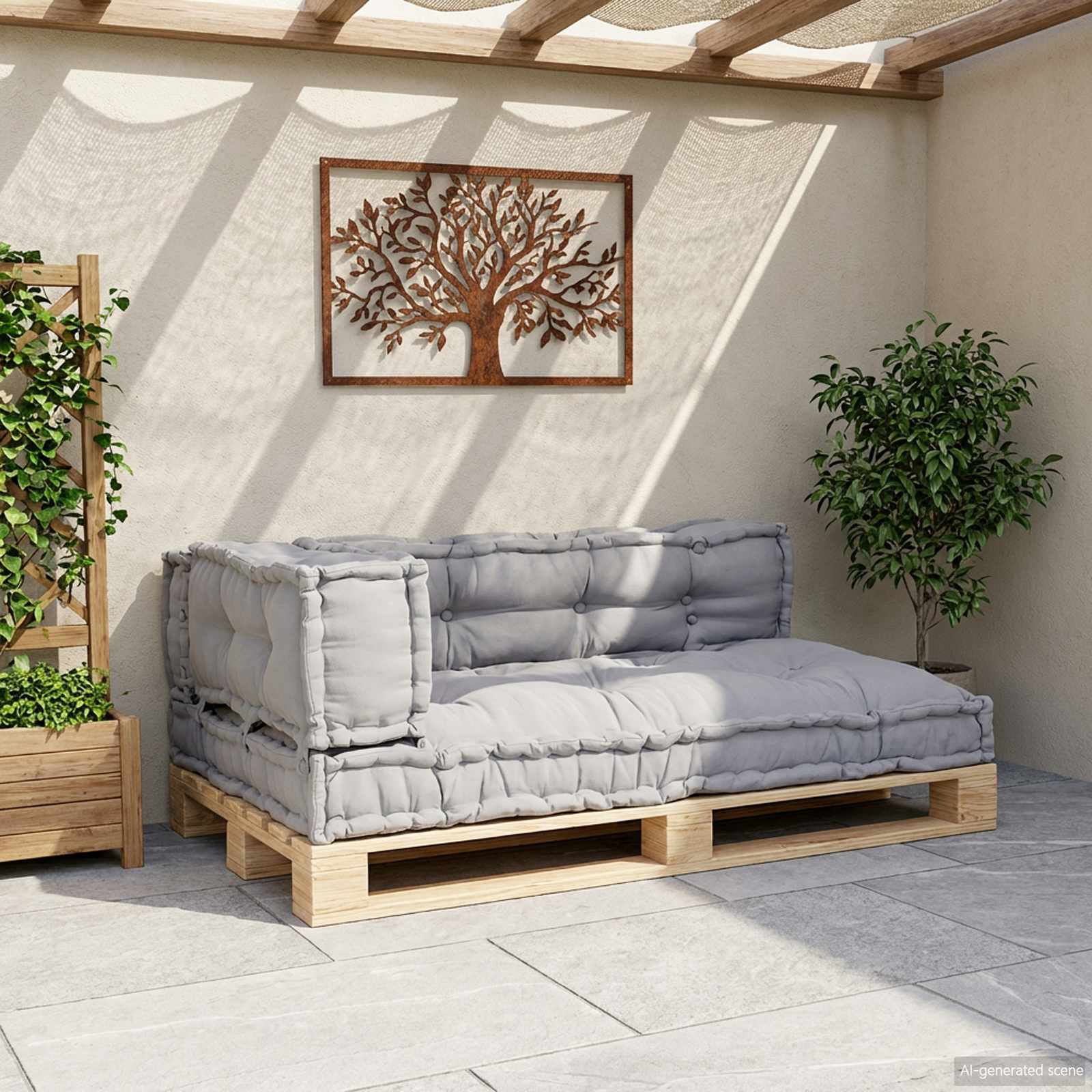 Thumbnail - vidaXL Pallet Sofa Kissen 3 pcs Grau 120 x 80 x 38 cm Stoff