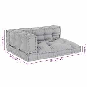 Polstrovaný pohovkový polštář 3 ks Textil Šedá 120 x 80 x 38 cm - obrázek 9