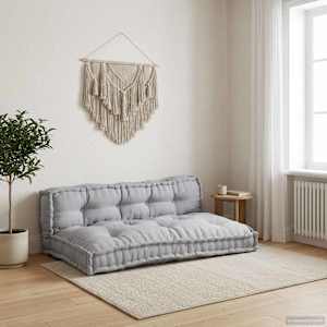 Polstrovaný pohovkový polštář 2 ks Textil Šedá 120 x 80 x 38 cm - obrázek 1