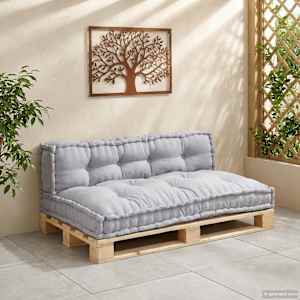 Polstrovaný pohovkový polštář 2 ks Textil Šedá 120 x 80 x 38 cm - obrázek 3