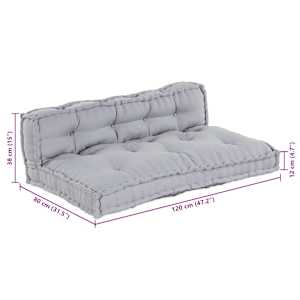 Polstrovaný pohovkový polštář 2 ks Textil Šedá 120 x 80 x 38 cm - obrázek 9
