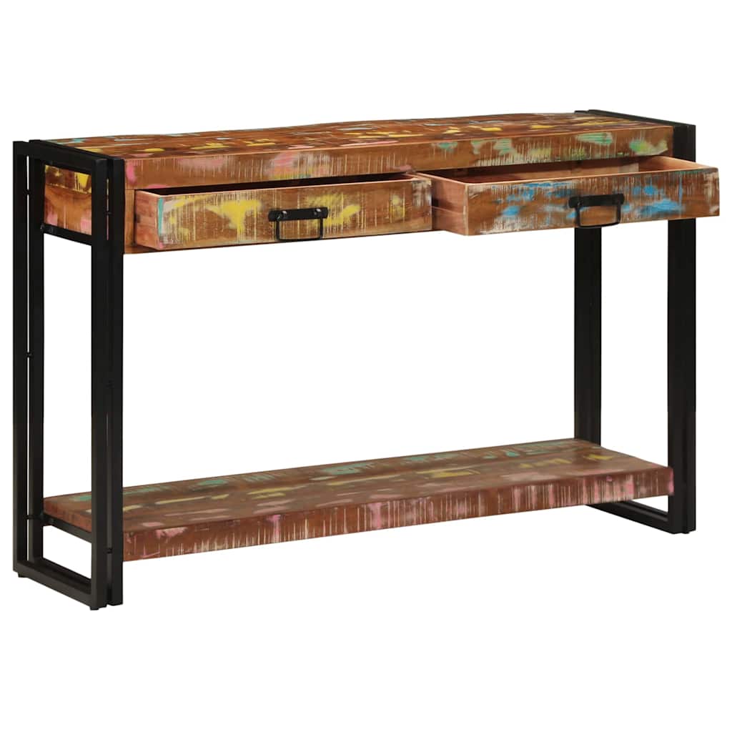 Конзолна маса Многоцветна 120x33x75 см Масивна регенерирана дървесина