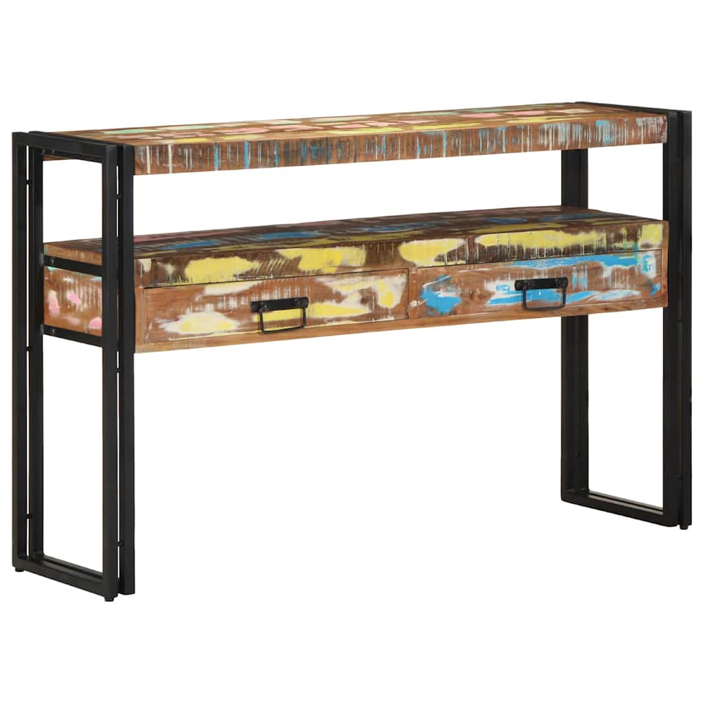 Крайни масички Многоцветен 120x33x75 см Солидна рециклирана дървесина и метал