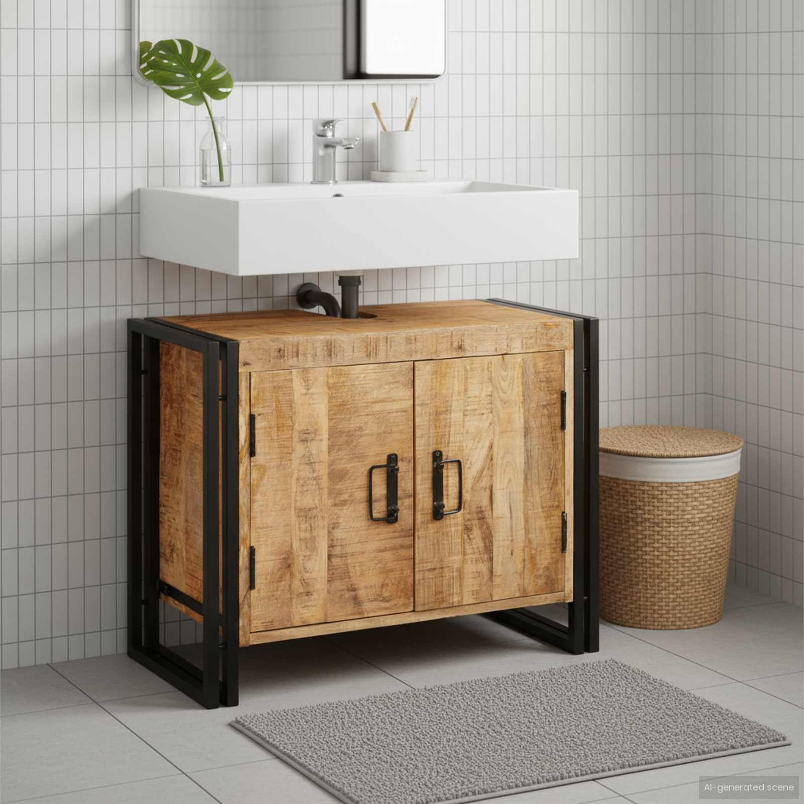 vidaXL Diskbänksskåp med hylla Brun 71 x 33 x 58 cm Massivt mangoträ