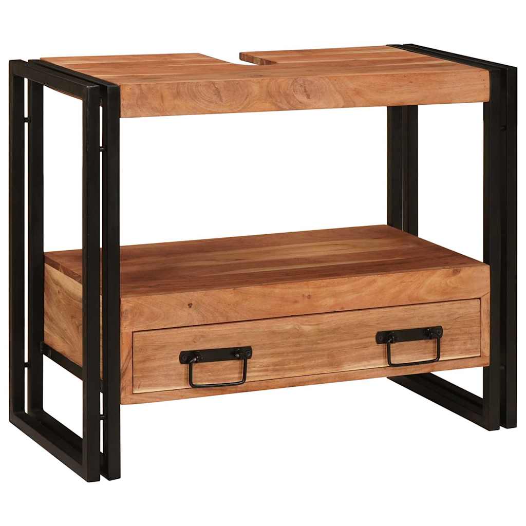 Wastafelonderkast 71 x 33 x 58 cm Massief Acaciuhout, Ijzer