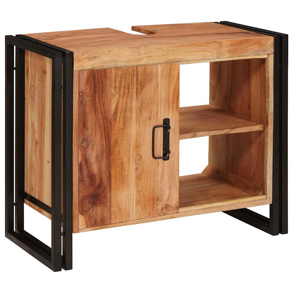 Wastafelonderkast 71 x 33 x 58 cm Massief Acaciuhout, Ijzer
