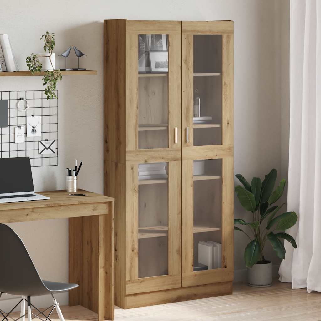 vidaXL kézműves tölgy színű szerelt fa magasszekrény 82,5x30,5x185 cm