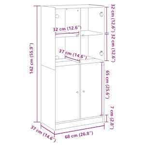 Highboard s dvířky old wood 68 x 37 x 142 cm kompozitní dřevo - obrázek 10