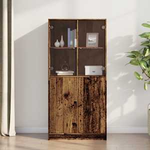Highboard s dvířky old wood 68 x 37 x 142 cm kompozitní dřevo - obrázek 1