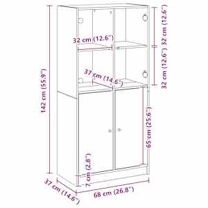 Highboard s dvířky dub artisan 68x37x142 cm kompozitní dřevo - obrázek 10