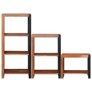 Knihovna 3 pcs Hnědá 50 x 30 x 110 cm Masivní akátové dřevo - obrázek 4